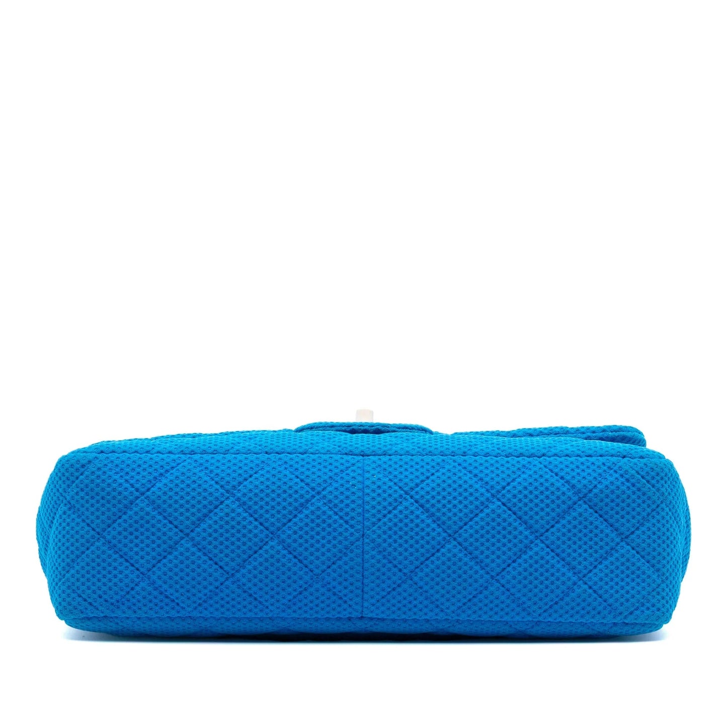 Blue Chanel Medium Quilted Perforated Jersey Single Flap Shoulder Bag