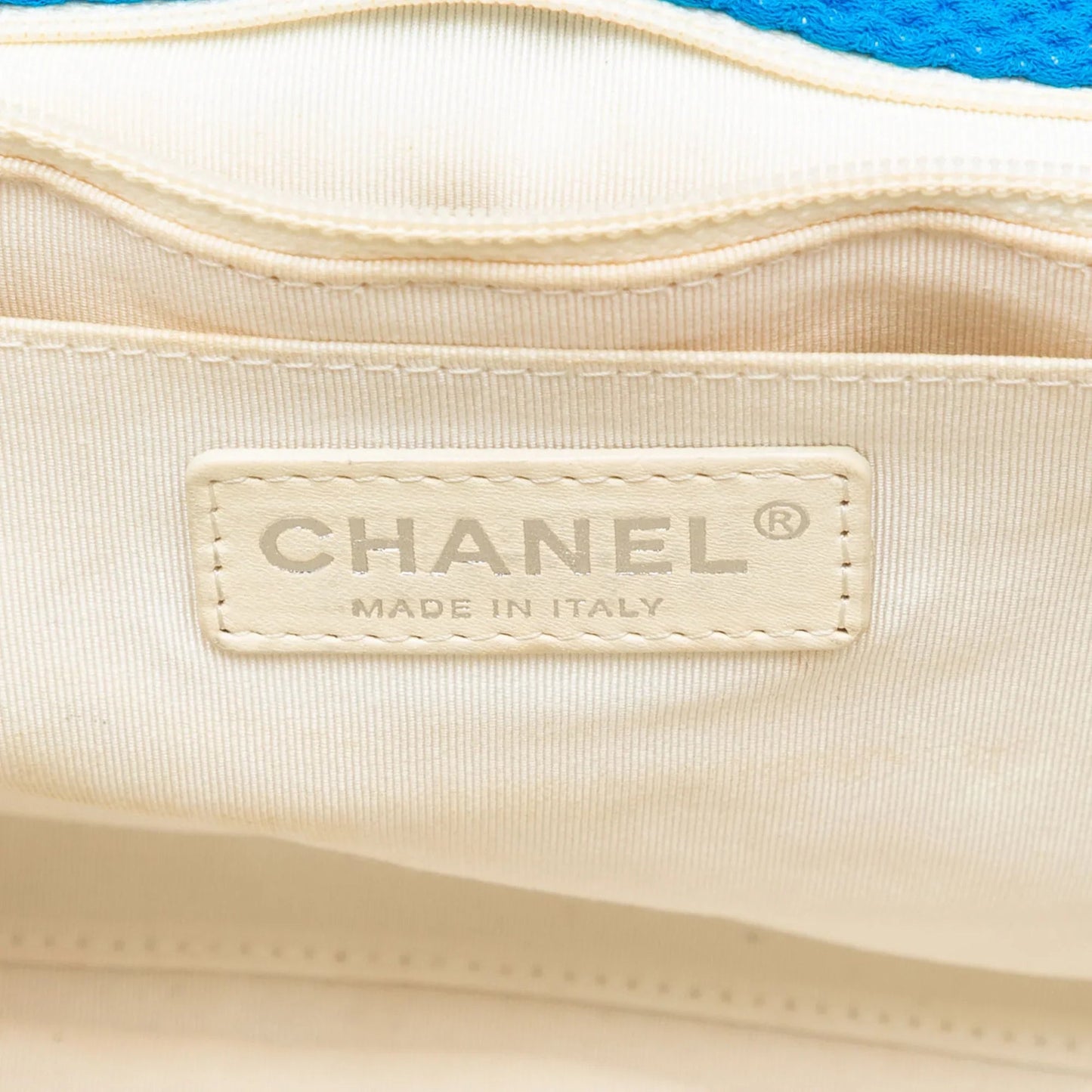Blue Chanel Medium Quilted Perforated Jersey Single Flap Shoulder Bag