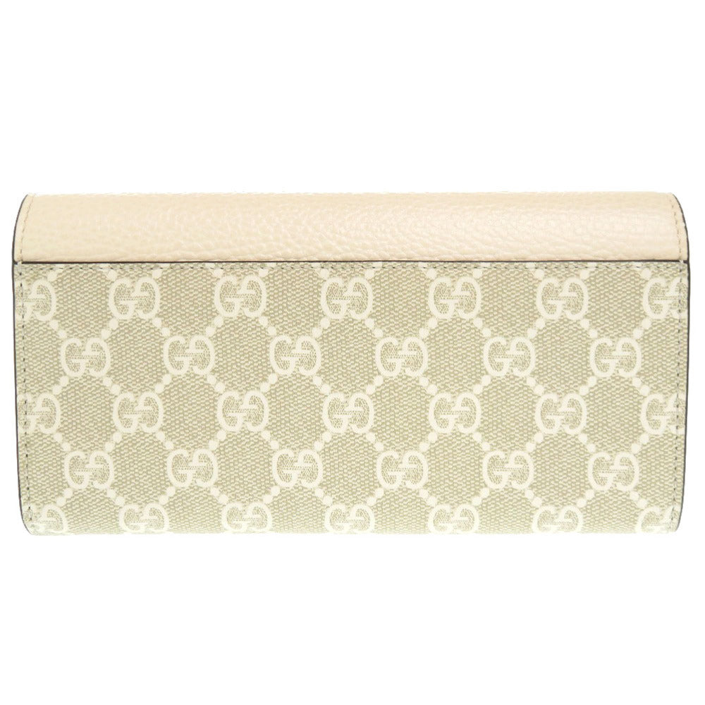 GUCCI Long Wallet Purse 456116 GG Supreme, Leather beige Bifold Continental Wallet GG Marmont Women