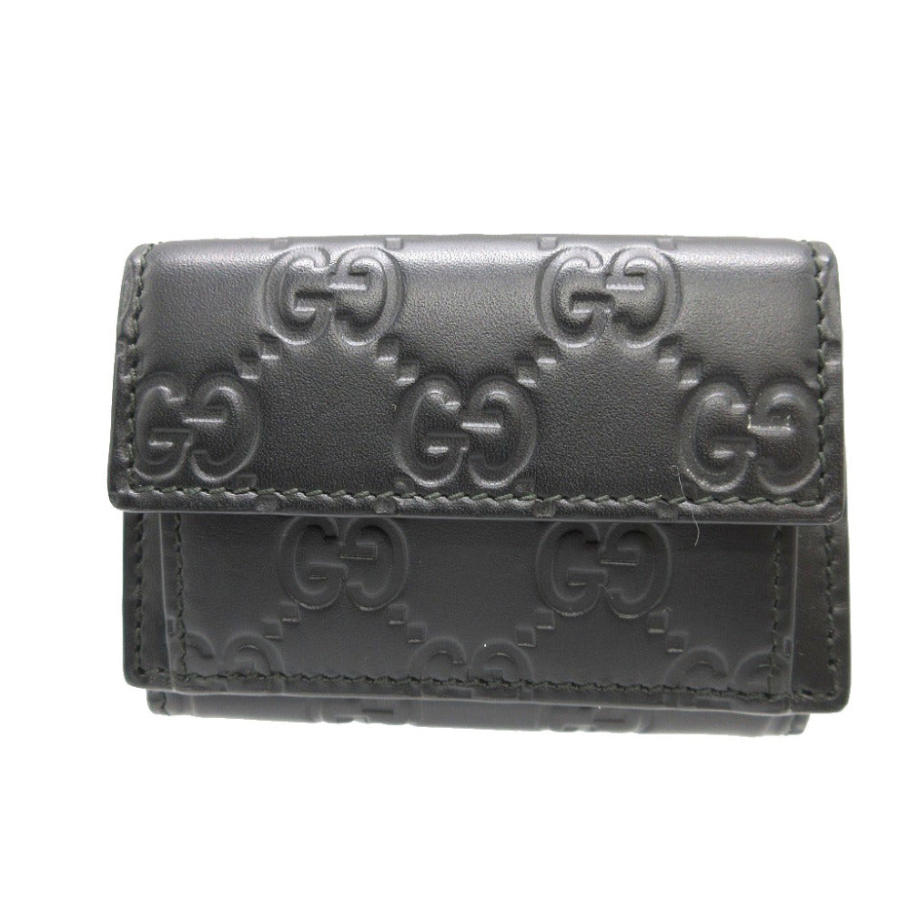 GUCCI Tri-fold wallet 547070 leather black Compact wallet Guccisima mens(Unisex)