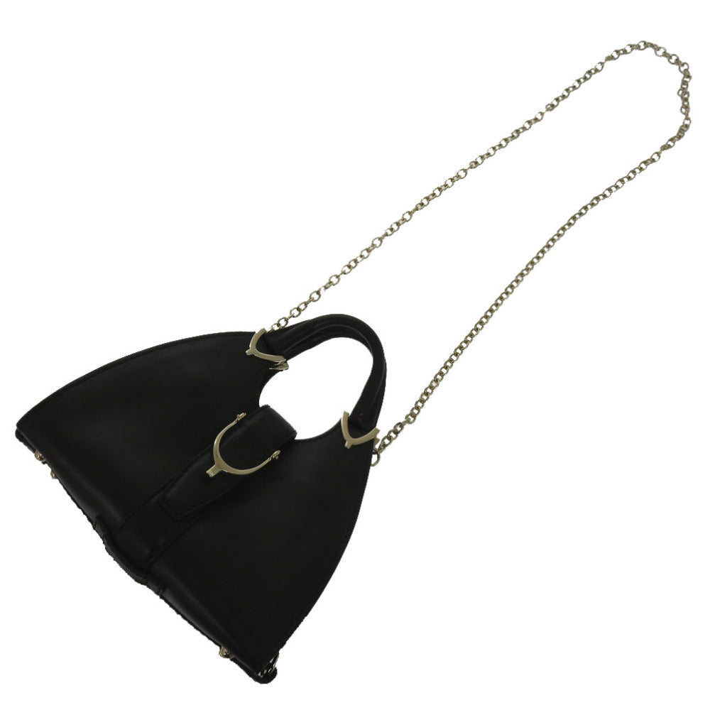 GUCCI Tote Bag 277515 leather black Horsebit Half Moon 2way Chain Shoulder Women