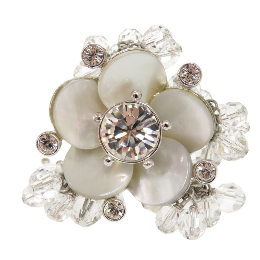 Christian Dior Ring Metal, Crystal Silver   flower motif Women 9