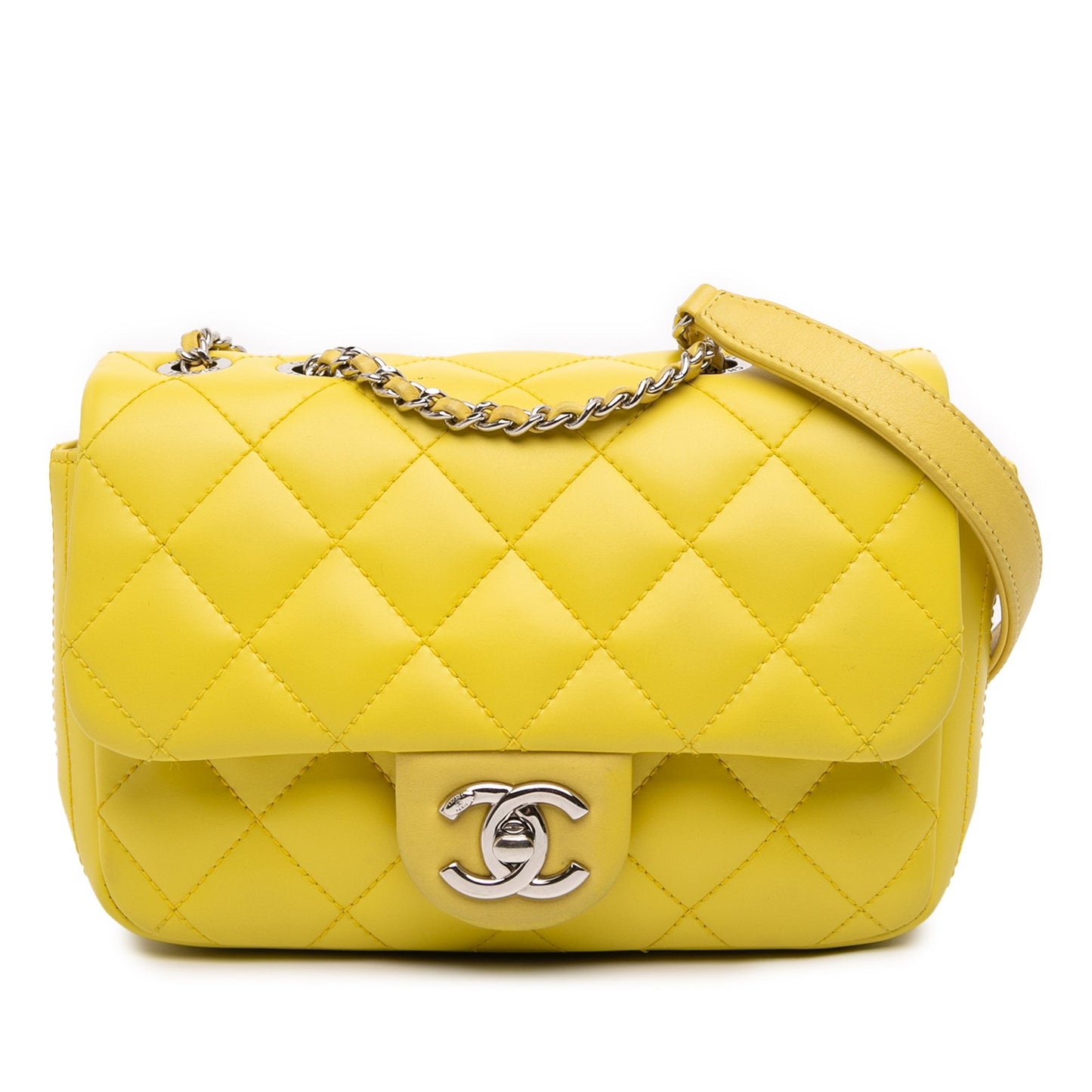 Yellow Chanel Paris Seoul Small Rubber Coco Rain Flap Shoulder Bag