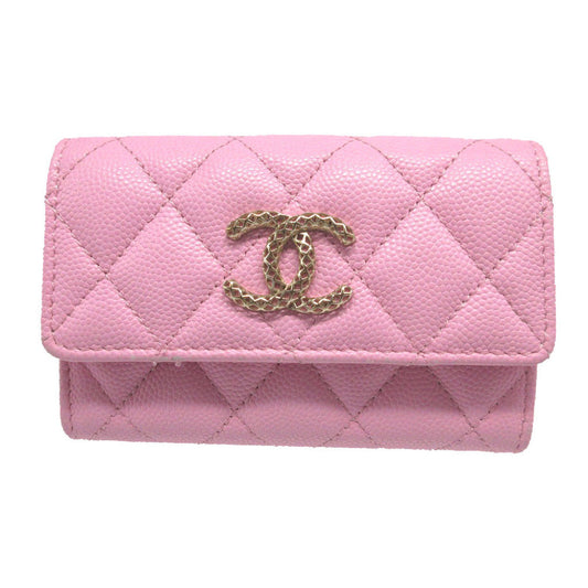 CHANEL Card Case AP3187 Caviar skin pink COCO Mark Matrasse Women