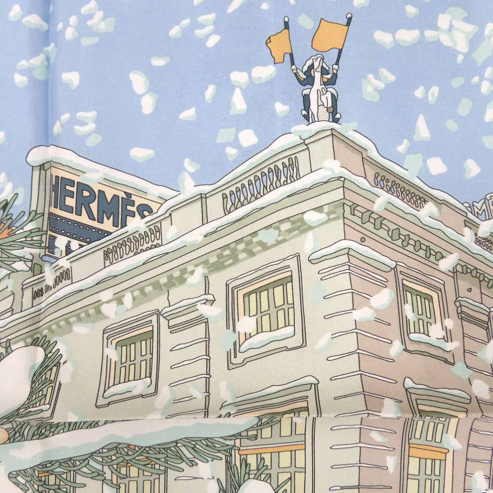 HERMES scarf silk Light blue Carre45 Petit Carre Noel at 24 Faubourg Christmas at 24 Faubourg Gavroche Women  d