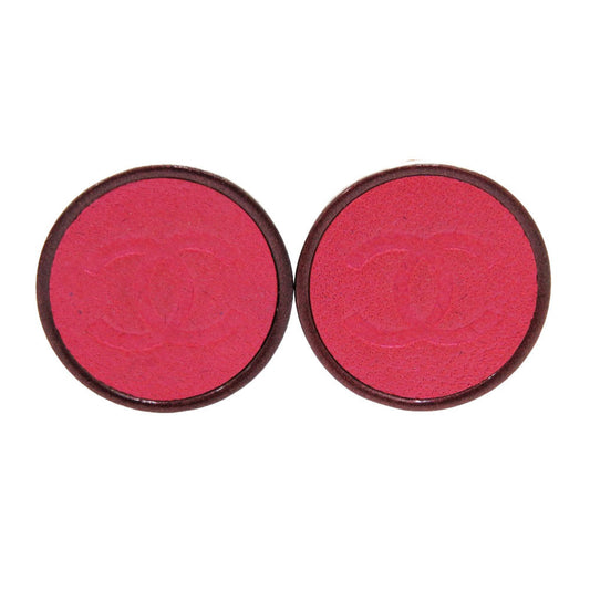 CHANEL Earring leather pink COCO Mark COCO Button