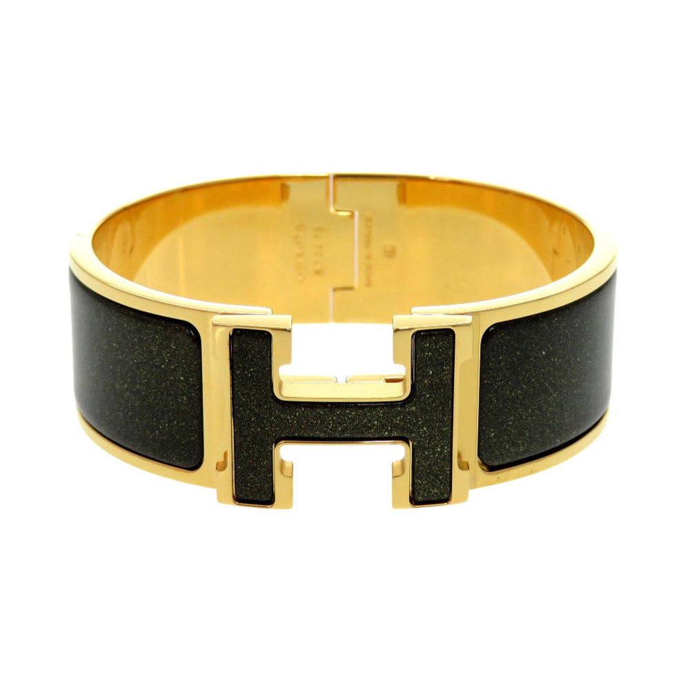 HERMES Bangle metal Noir de Re Click Crack H Glitter Women  d