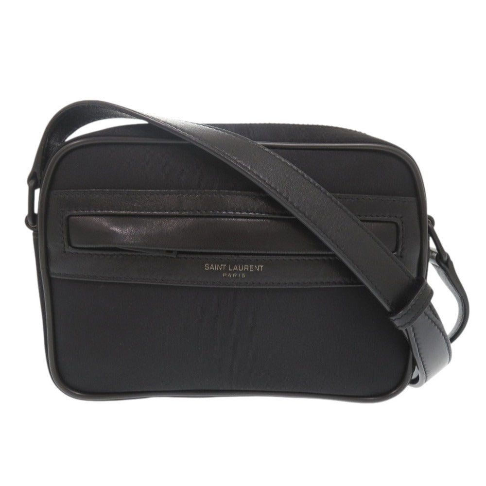 SAINT LAURENT PARIS Shoulder Bag Nylon, Lambskin black camera bag camping