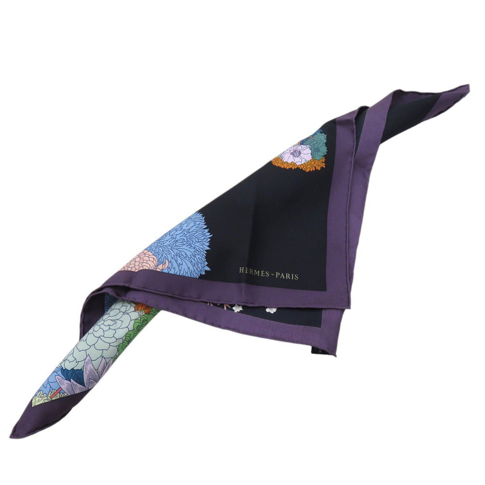HERMES scarf silk multicolor Floral Horse Twill Scarf Carre45 Flower Horse Gavroche Robe Legere Detail Women  d