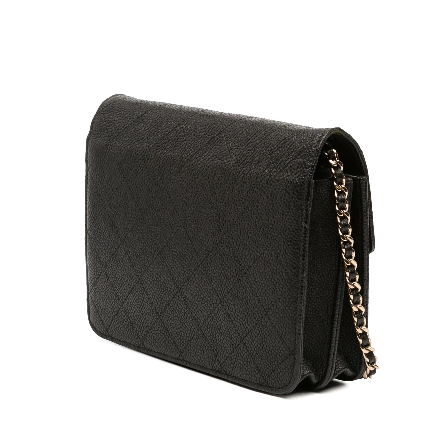 Black Chanel Paris-Cuba Square Quilted Caviar Thread Around Wallet On Chain Crossbody Bag