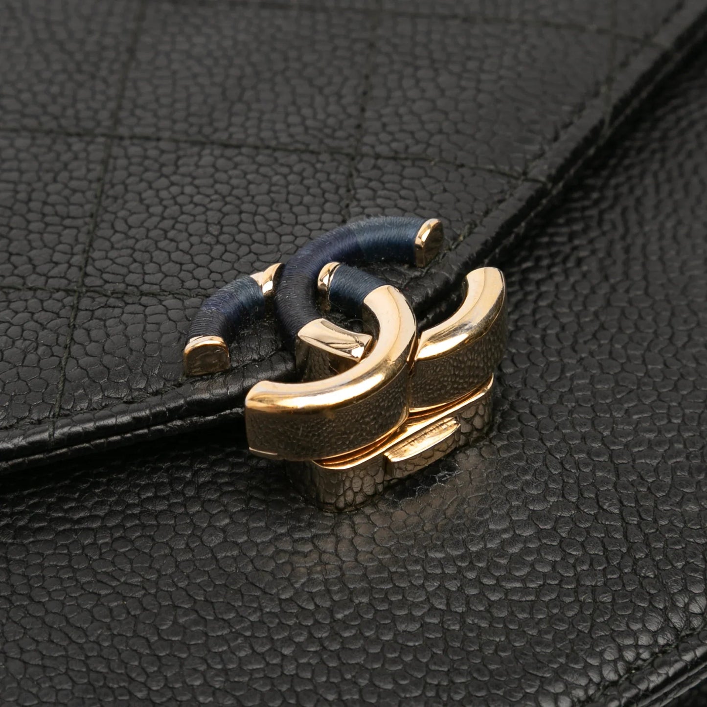 Black Chanel Paris-Cuba Square Quilted Caviar Thread Around Wallet On Chain Crossbody Bag