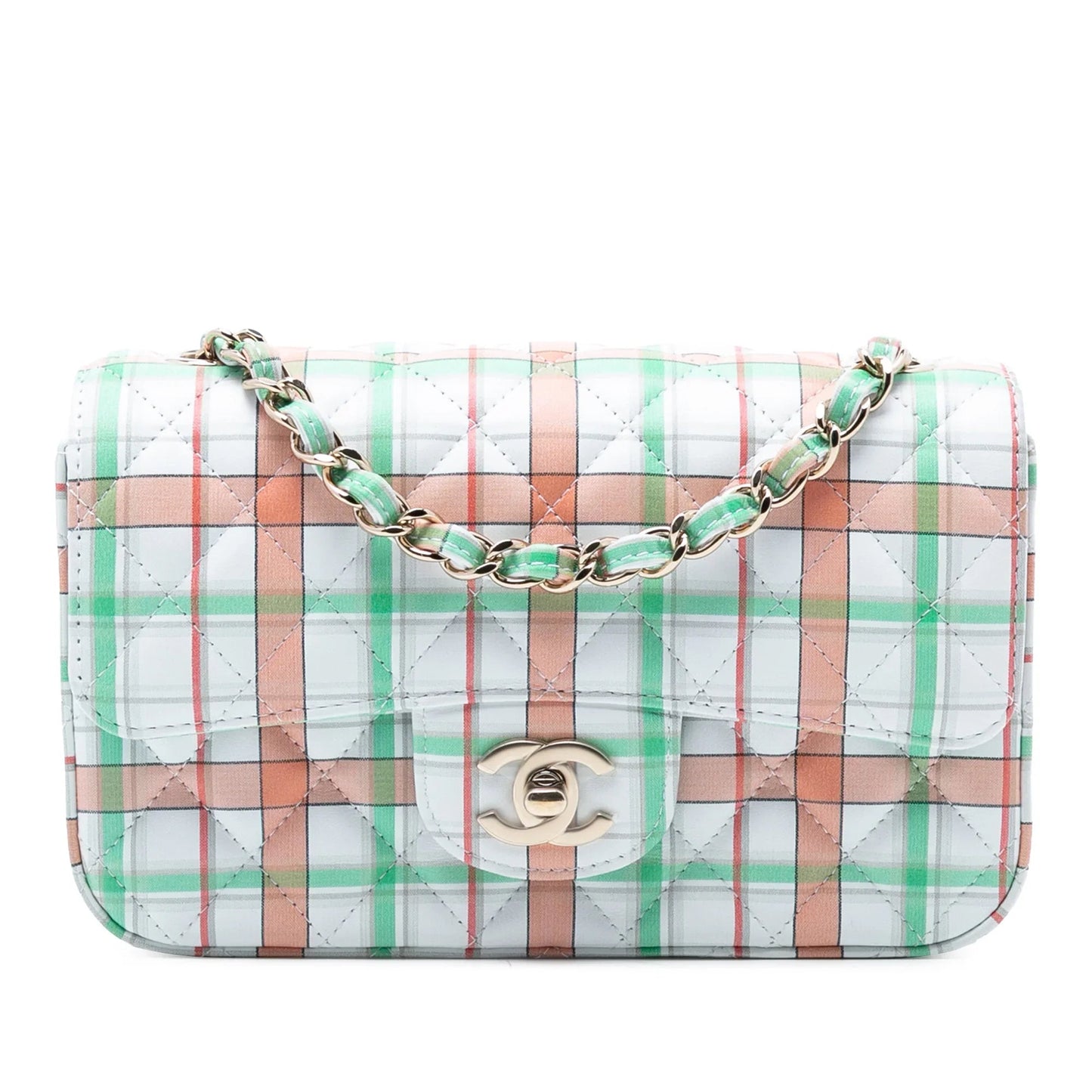 Green Chanel Mini Rectangular Classic Printed Calfskin Single Flap Crossbody Bag
