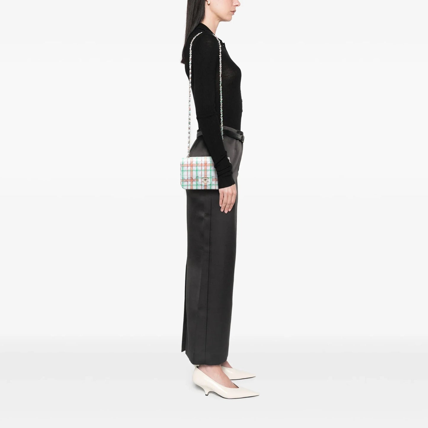 Green Chanel Mini Rectangular Classic Printed Calfskin Single Flap Crossbody Bag