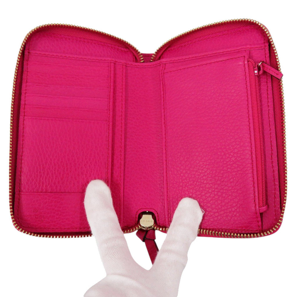 GUCCI Long Wallet Purse 354497 leather Fusha pink Swing Women