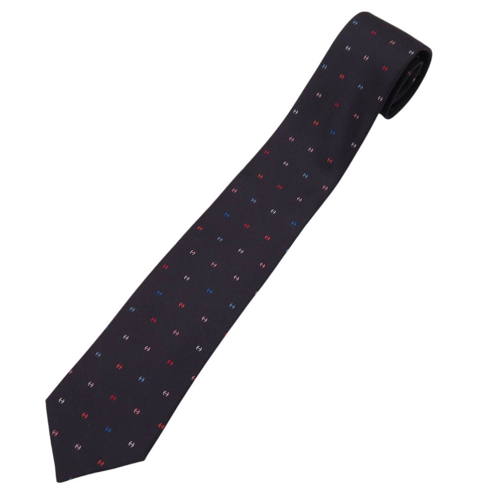 HERMES tie silk black H logo mens  d