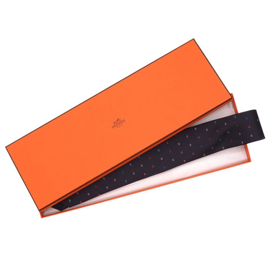 HERMES tie silk black H logo mens  d