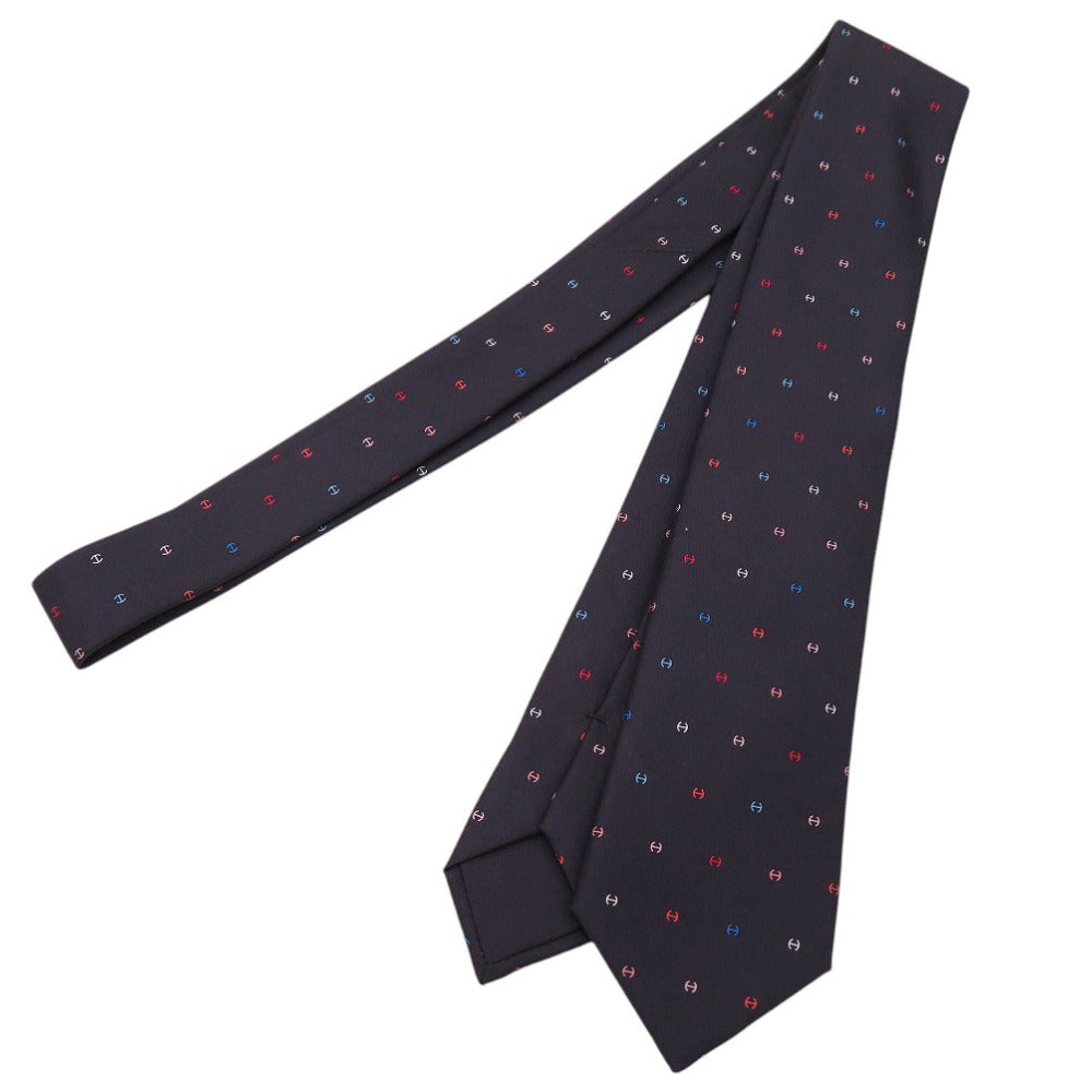 HERMES tie silk black H logo mens  d