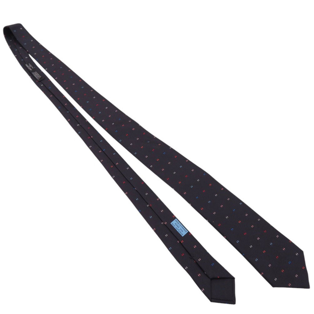 HERMES tie silk black H logo mens  d