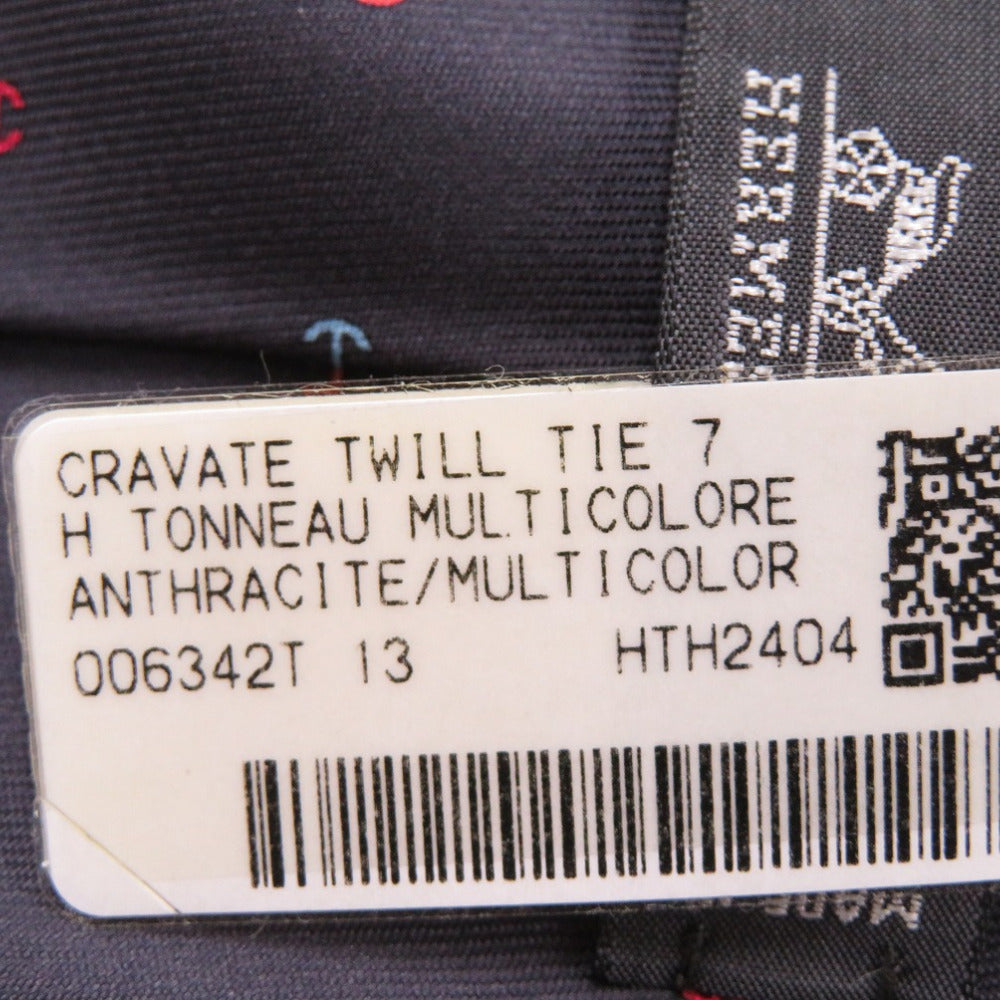 HERMES tie silk black H logo mens  d