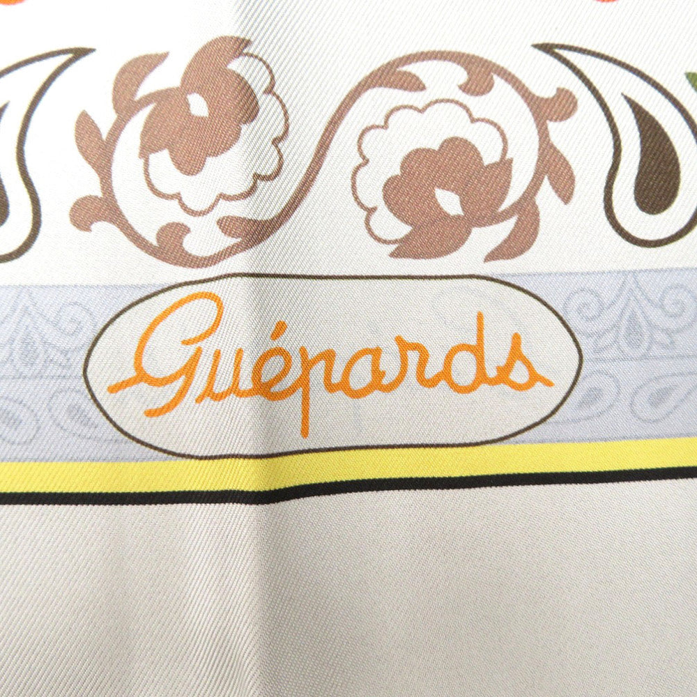HERMES scarf silk GRIS Twill scarf cheetah Carre90 Double Face GUEPARDS BANDANA Women  d