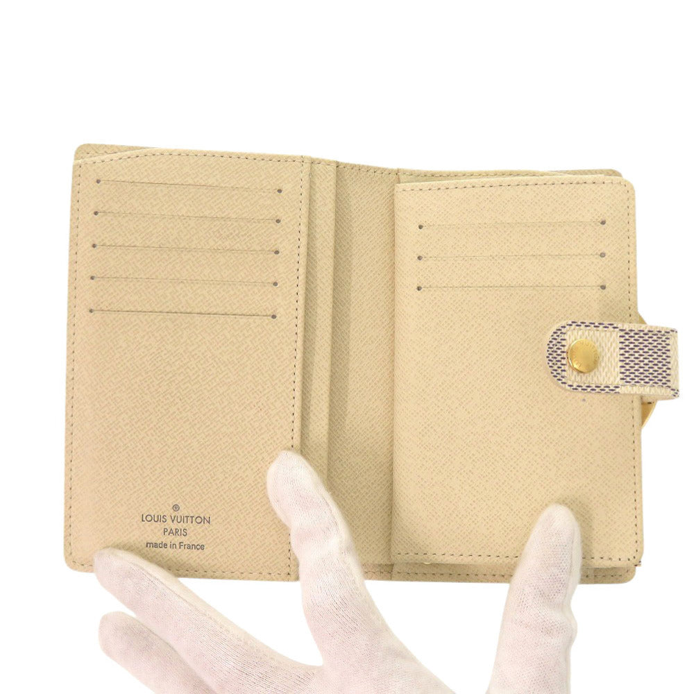LOUIS VUITTON Bifold Wallet N61676 Damier Azur Canvas white Damier Azur Portefeuille Viennoiserie Women  d