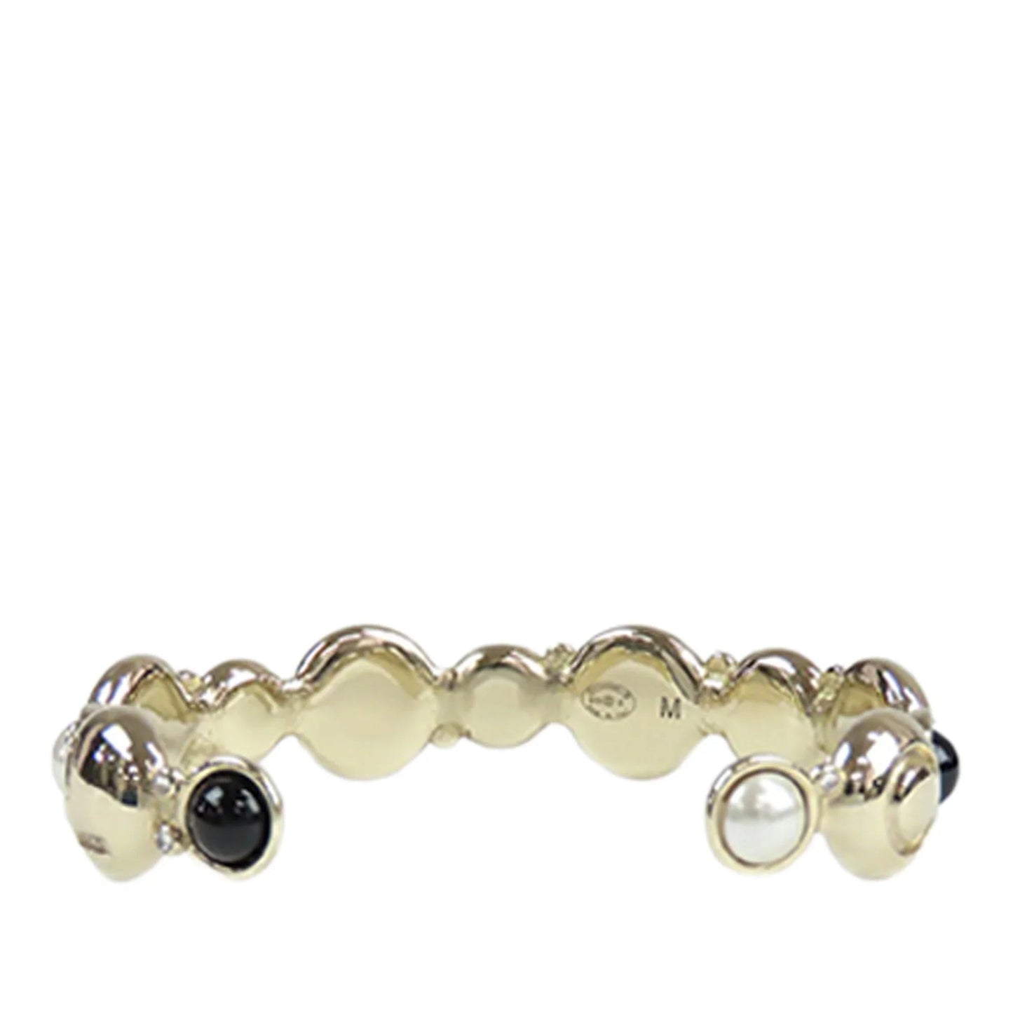 Gold Chanel Gold Plated Faux Pearl and Resin CC Cuff Bangle Bracelet