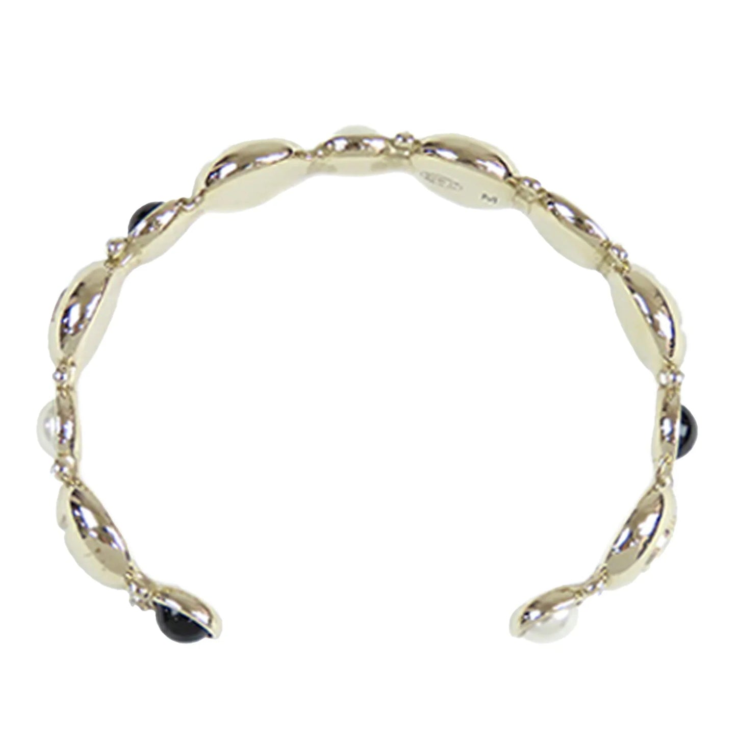 Gold Chanel Gold Plated Faux Pearl and Resin CC Cuff Bangle Bracelet