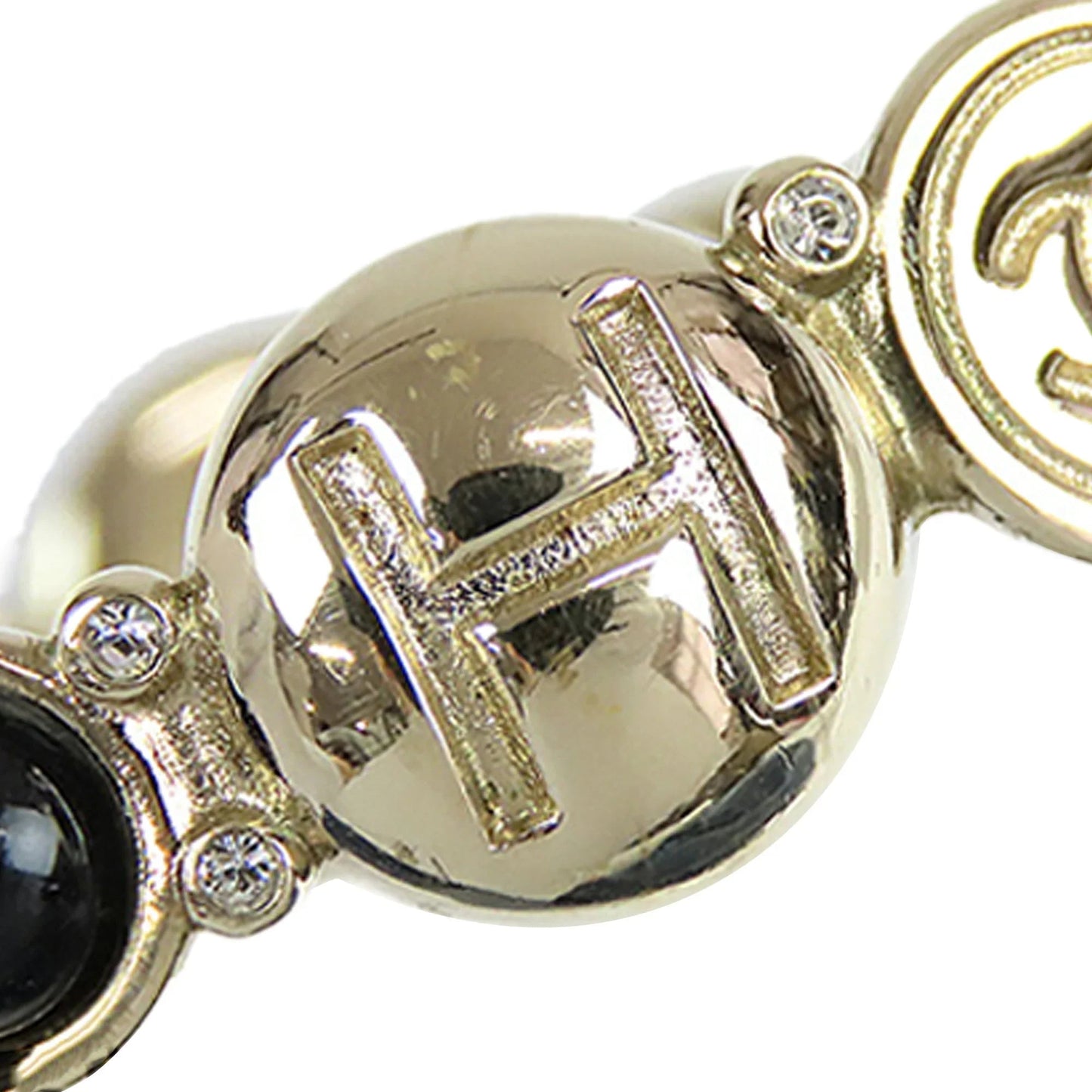 Gold Chanel Gold Plated Faux Pearl and Resin CC Cuff Bangle Bracelet
