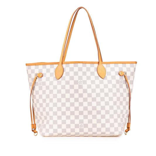 White Louis Vuitton Damier Azur Neverfull MM Tote Bag