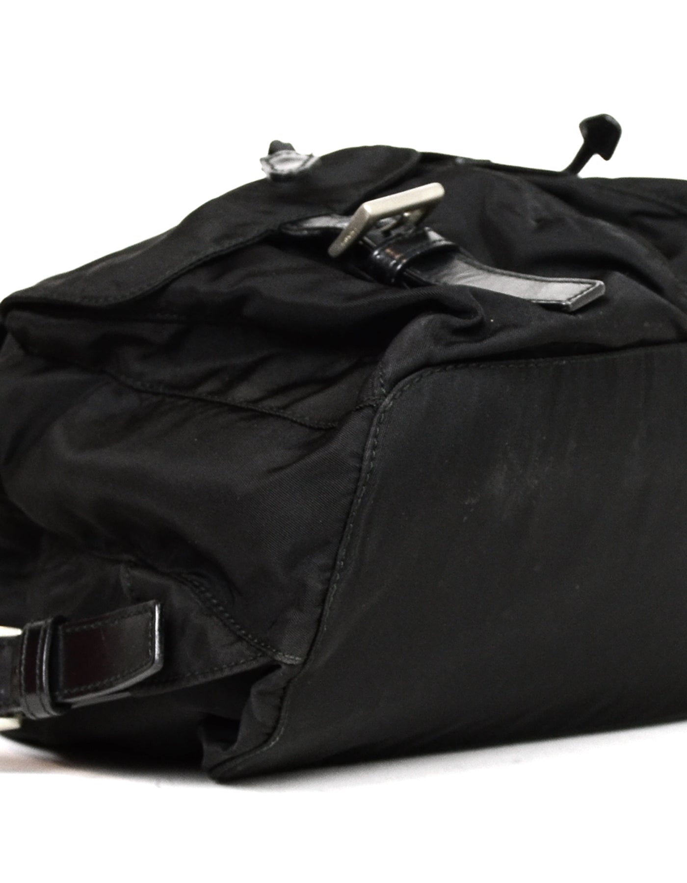 Prada Black Nylon Double Buckle Pocket Backpack Bag