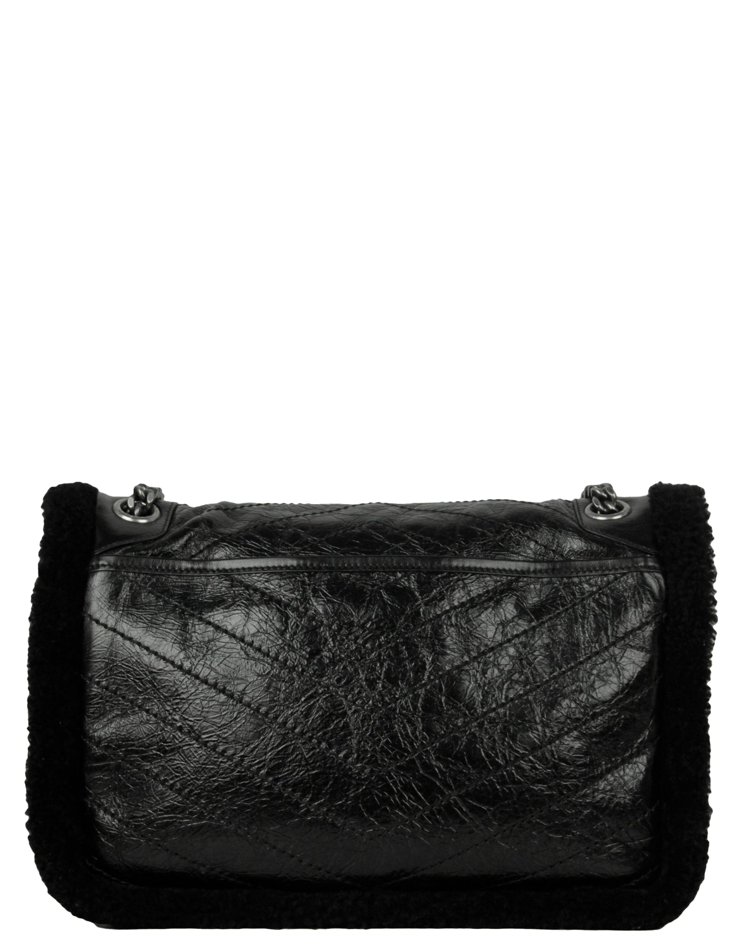 Saint Laurent Black Shearling Calfskin Medium Niki Bag