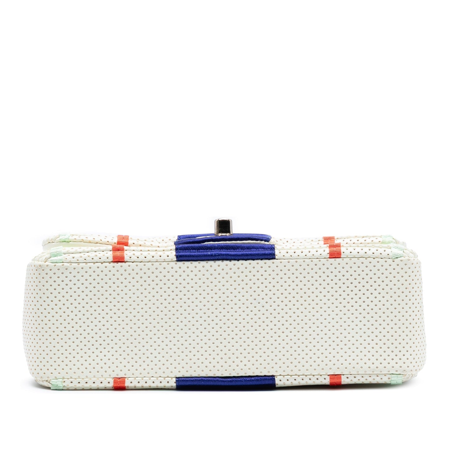 White Chanel New Mini Rectangular Classic Perforated Lambskin Single Flap Crossbody Bag