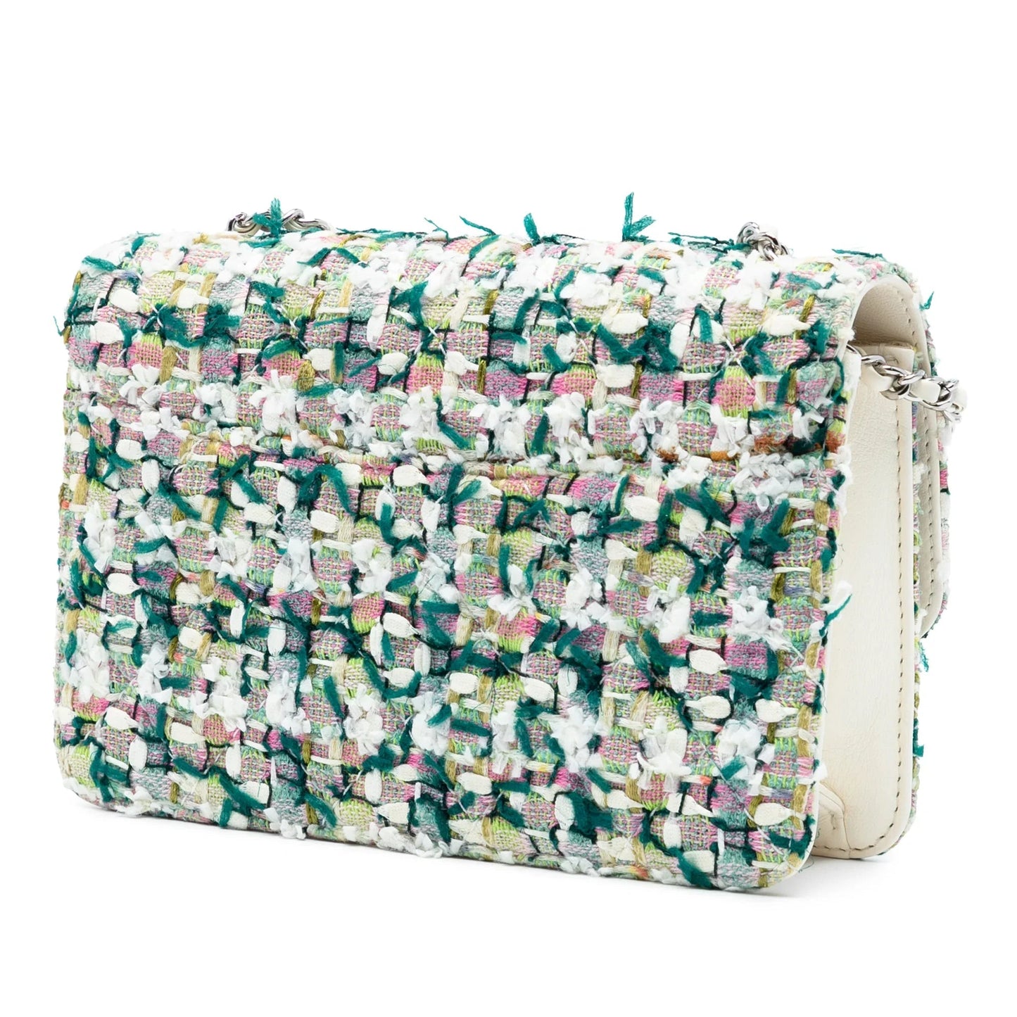 Green Chanel Mini Quilted Tweed Beauty Lock Flap Crossbody Bag