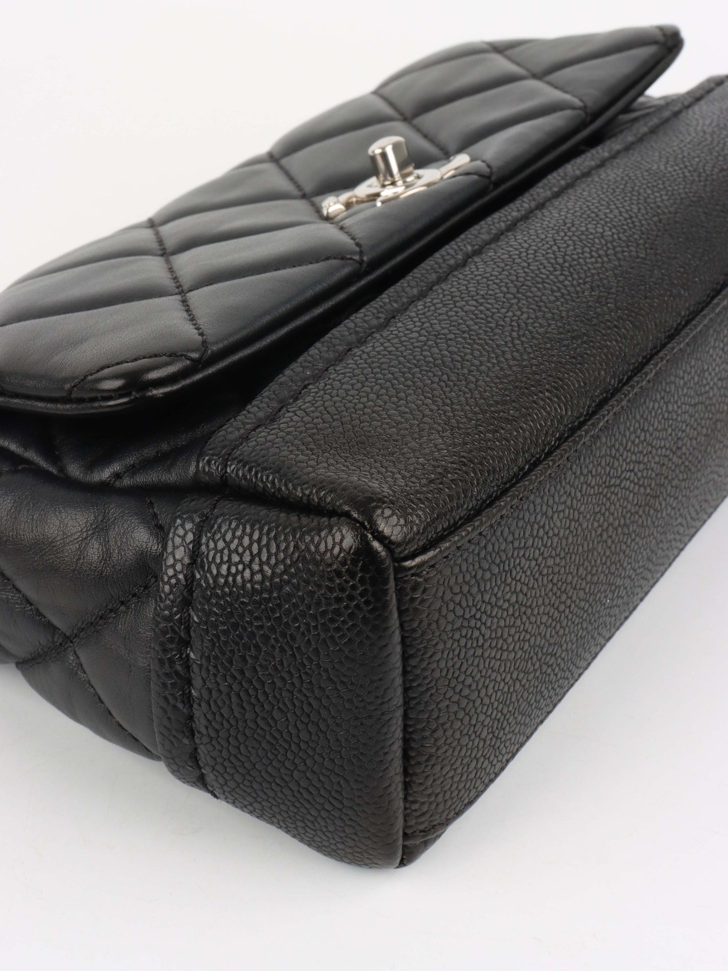Chanel Black Quilted Lambskin & Caviar CC Flap Bag SHW.