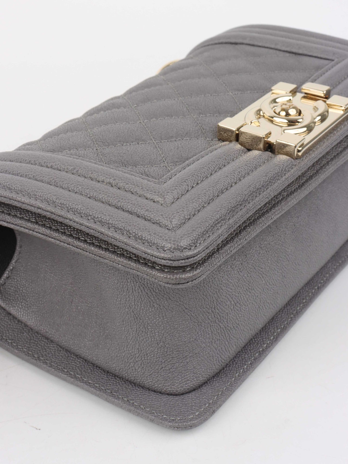 Chanel Small Caviar Grey Boy Bag LGHW