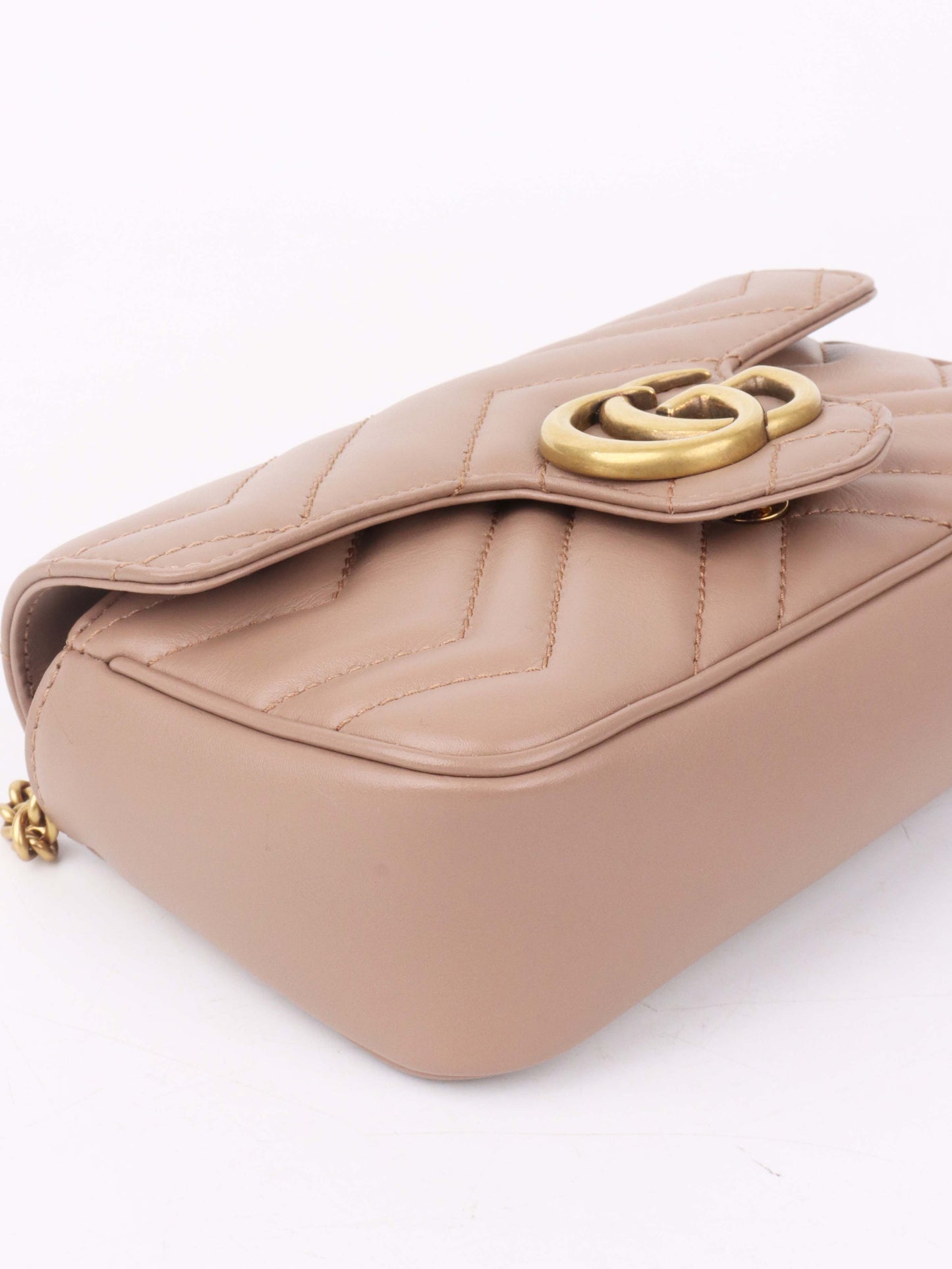 Gucci Dusty Pink Super Mini Marmont Matelasse.
