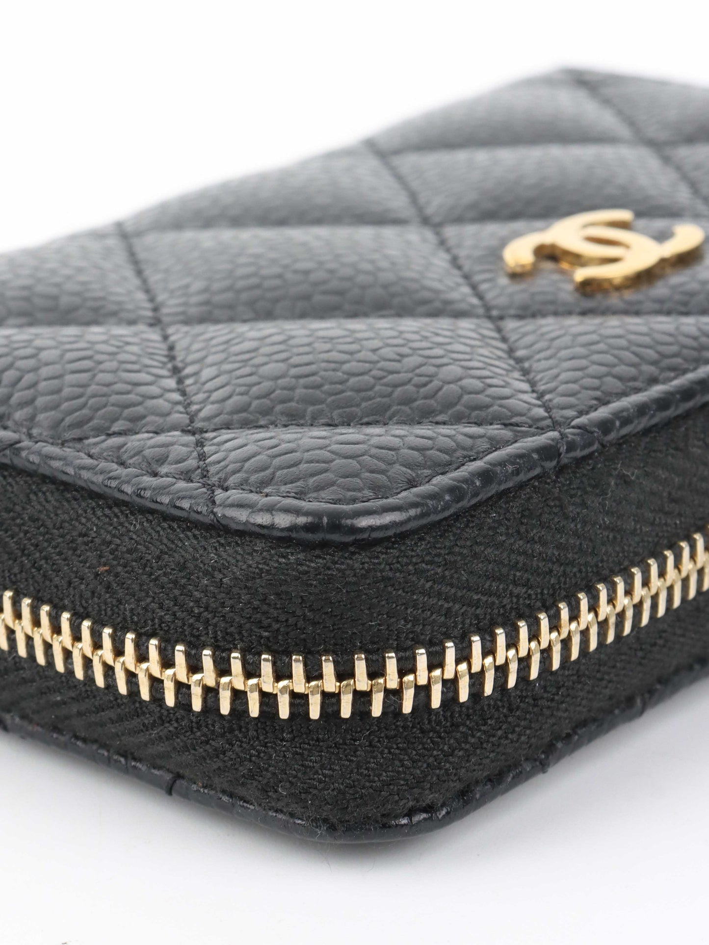 Chanel Black Caviar Zip Card Holder.