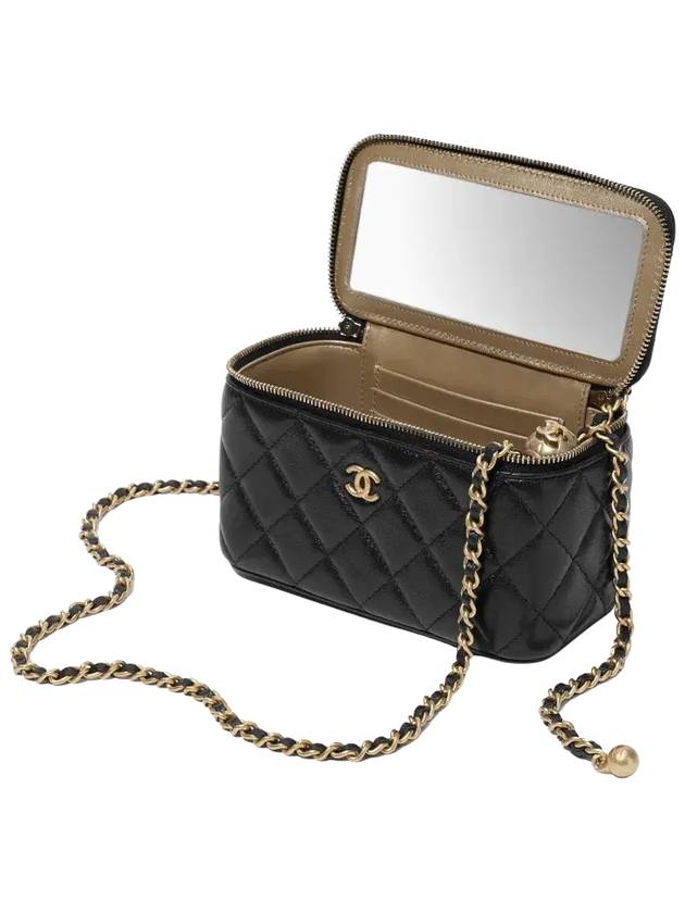 Chain Golden Ball Vanity Small Lambskin Cross Bag Black Chanel