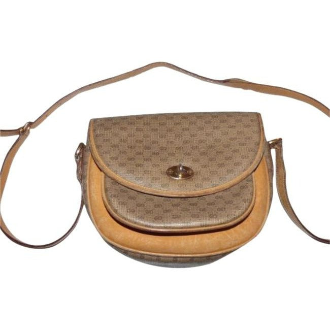 Gucci   Shades Of Browns Small G Logo Print Leather Coated Canvas Cross Body
