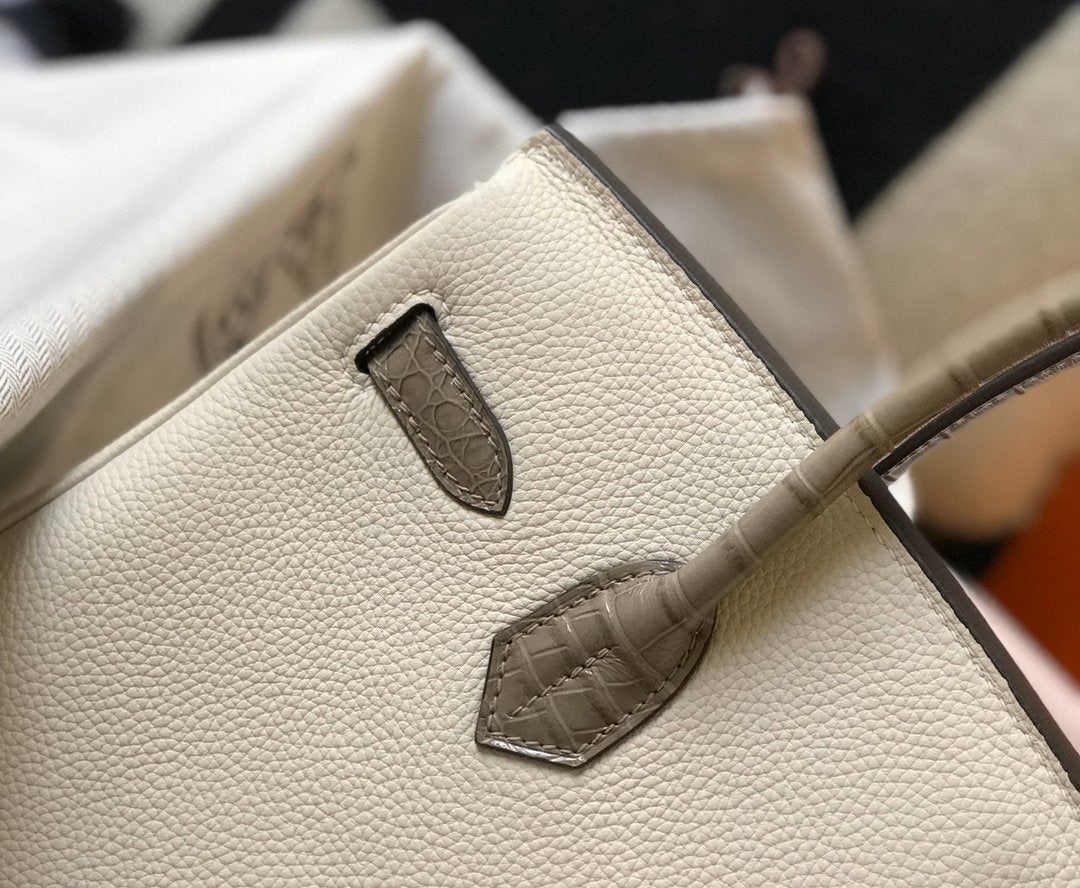 Top Quality Birkin White For Women Gold Toned Hardware 11.8in/30cm