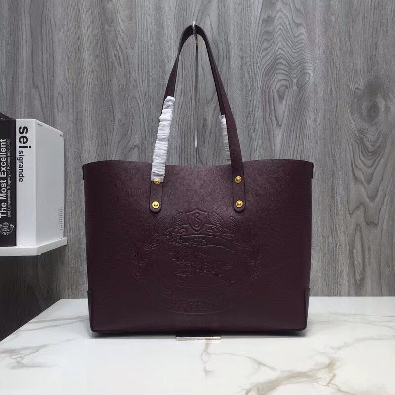 Top Quality Small Embossed Crest Tote Purple For Women, Bags 13.8in/35cm