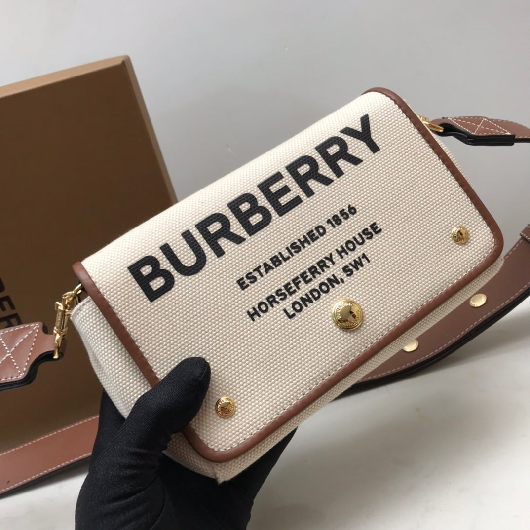 Top Quality Horseferry Print Cotton Canvas Small Crossbody Bag For Women, Bags 7.1in/18cm 80518441