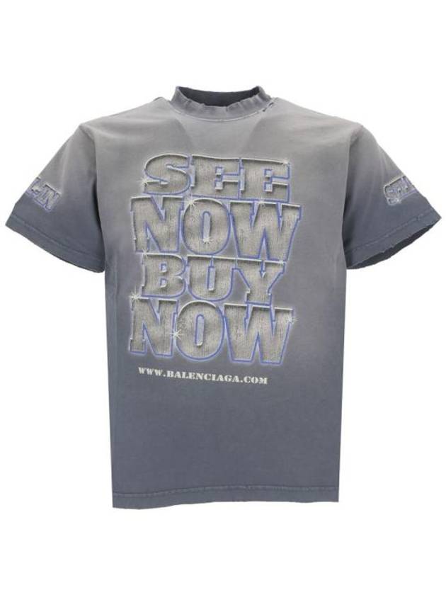 Luxury Balenciaga Trending 2025 See Now Buy Now Short Sleeve T-Shirt Blue