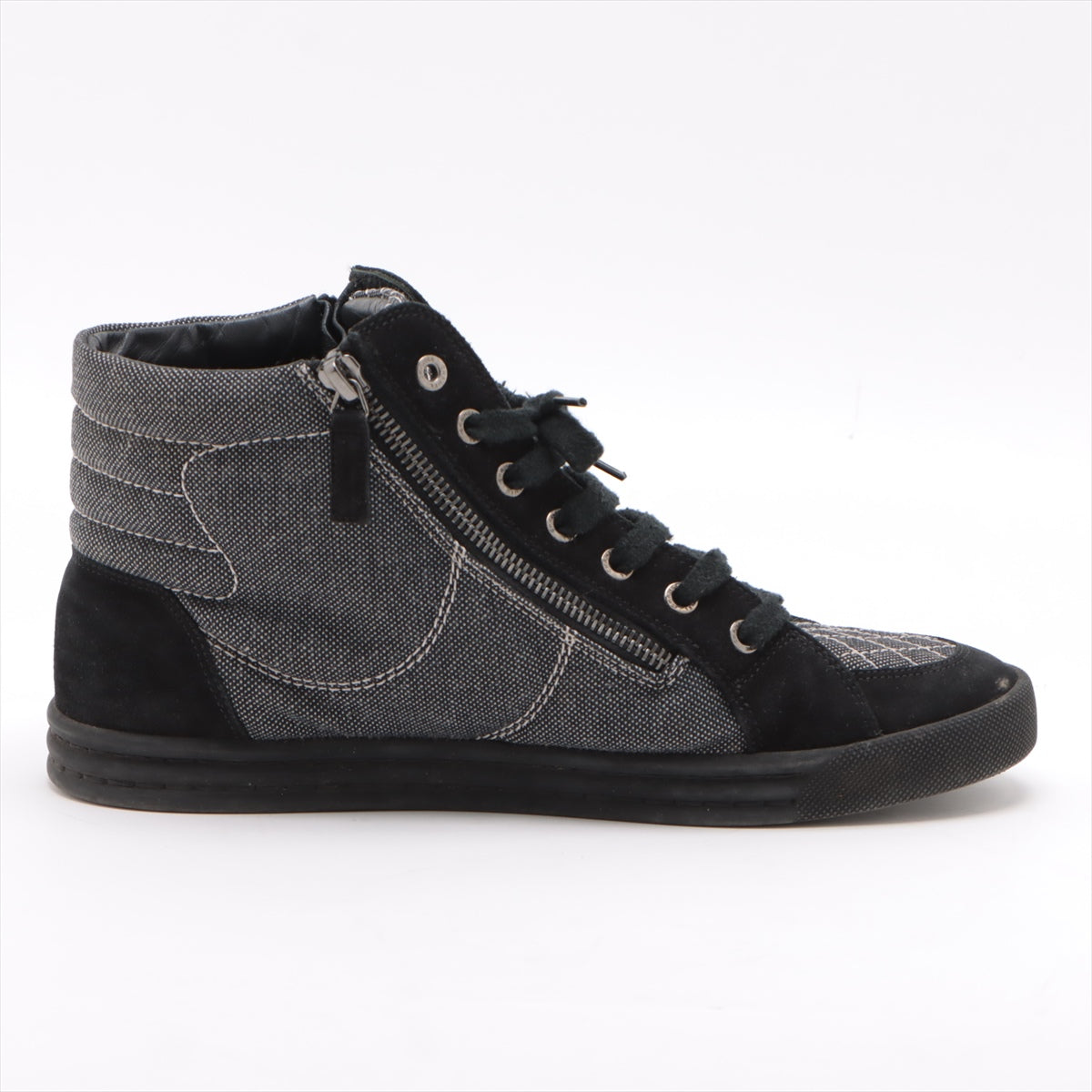 Chanel Coco sweat x canvas high-cut sneaker 39 ladies black x white G30617 mattress double jeep stick  happy market shop