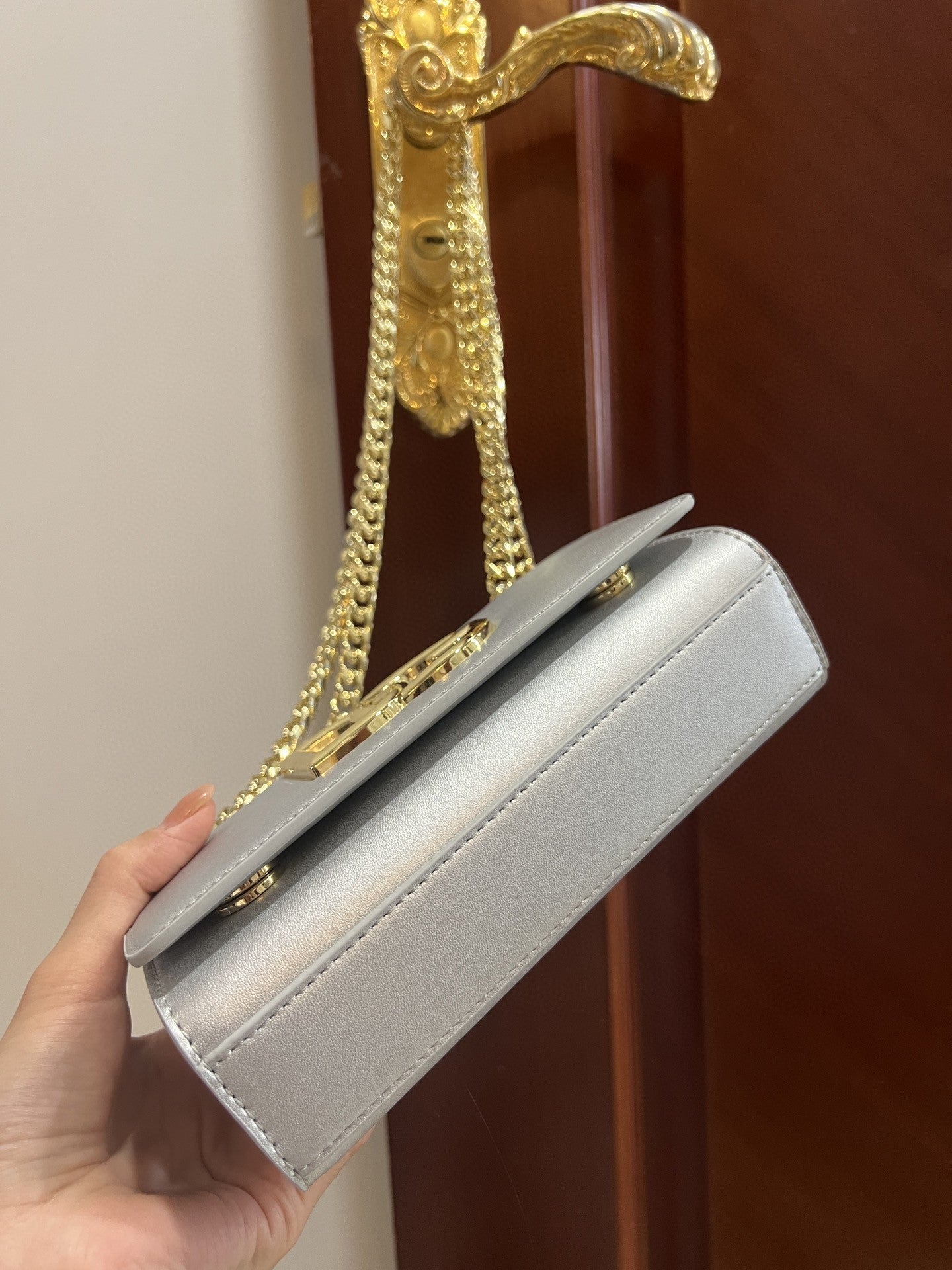 Top Quality Polished 3.5 Phone Bag Silver For Women 7.3in/19cm Top Quality