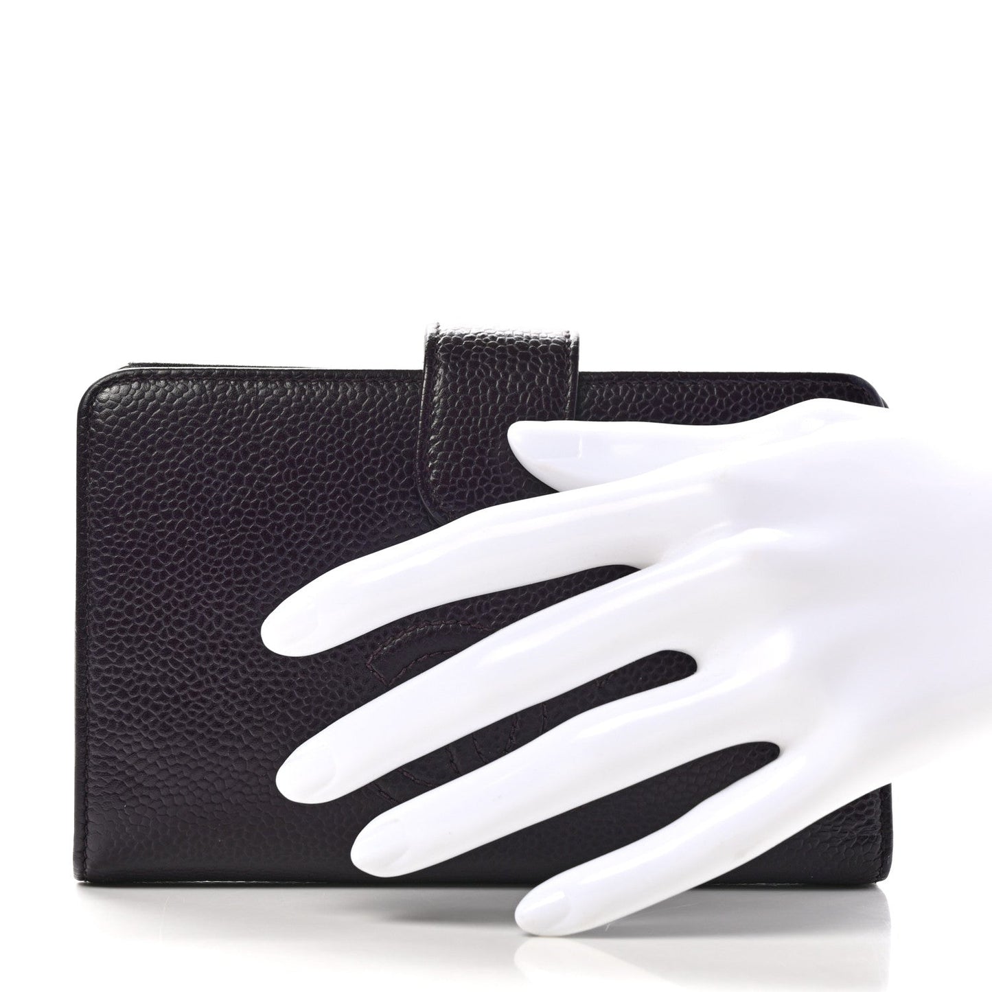 Chanel Caviar Timeless CC Zipped Pocket Wallet Dark Purple