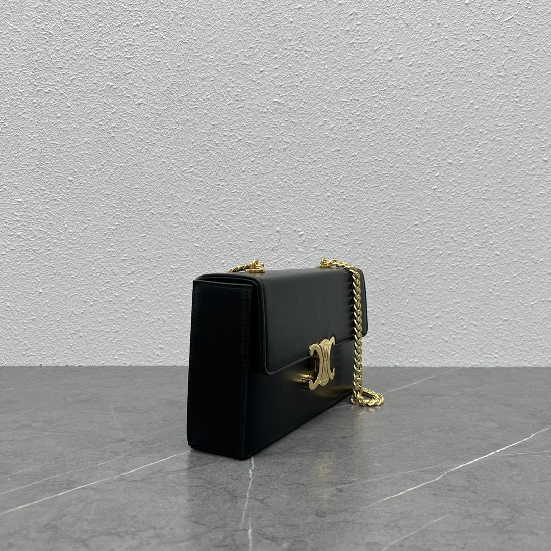 Top Quality Chain Box Triomphe Bag Black For Women 9in/22cm 110803BF4.38NO