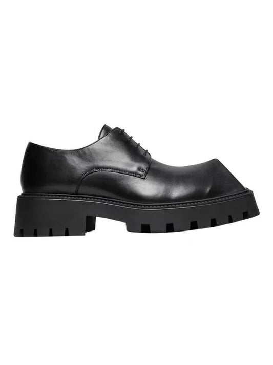 Luxury Balenciaga Trending 2025 Men's Rhino Square Toe Leather Derby Black