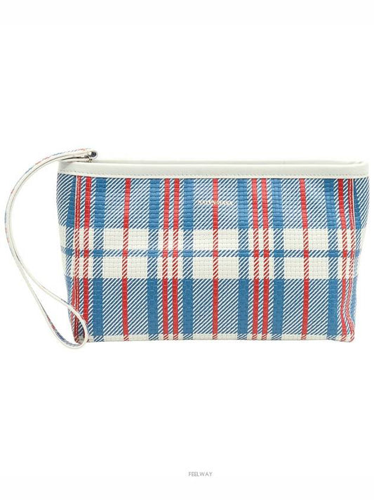Luxury Balenciaga Trending 2025 Multi check printed gold lettering logo hand strap Babes pouch clutch
