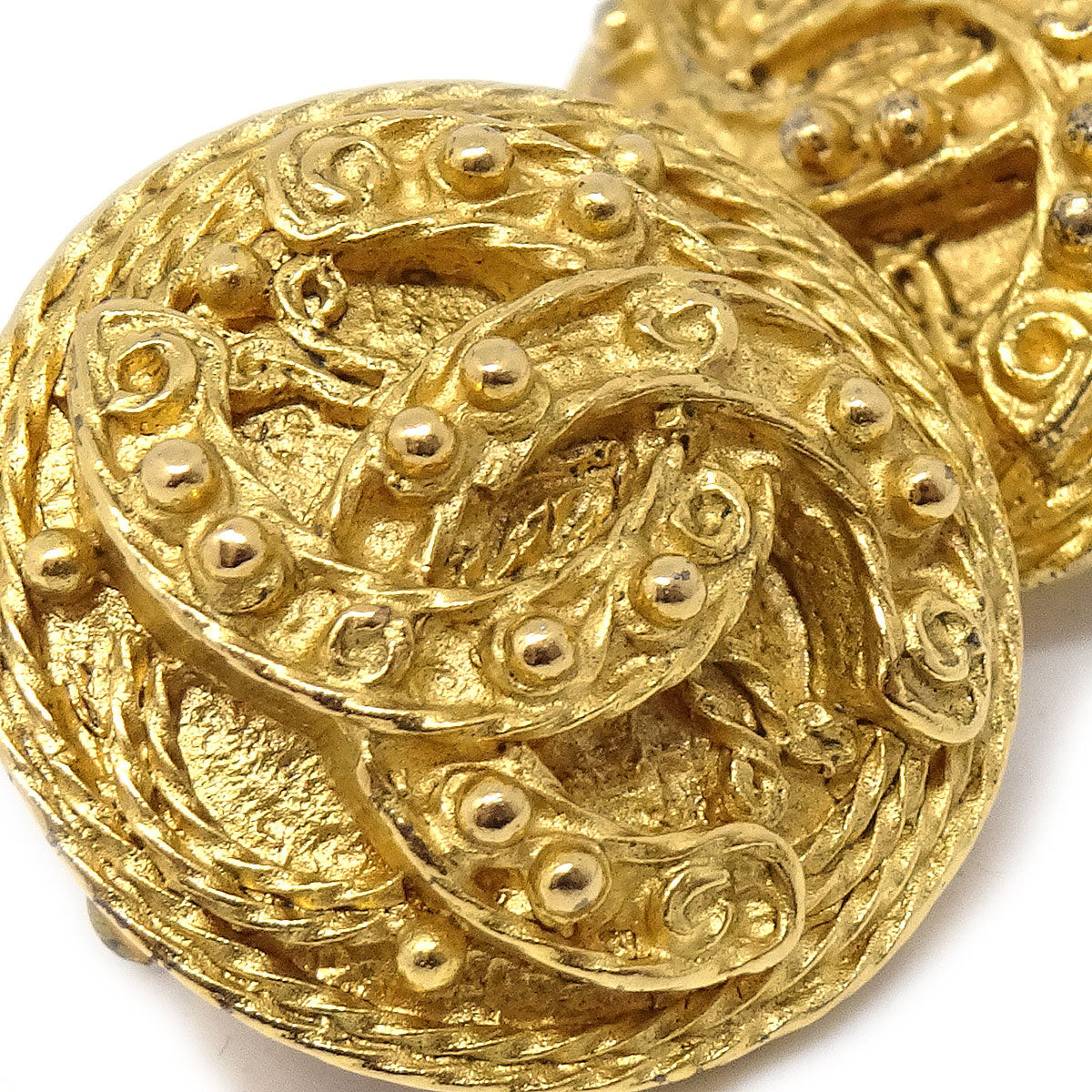 Chanel 1994 Gold 'CC' Filigree Earrings Small